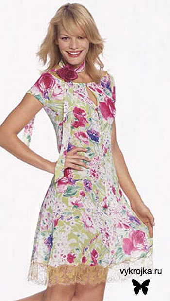 Выкройка платья с шарфом