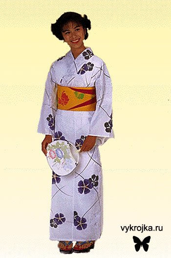 Выкройка национального японского кимоно Юката.