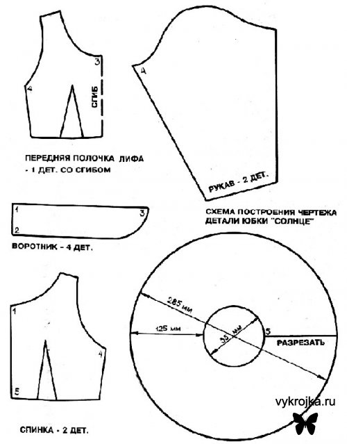Выкройка платья бального для Барби